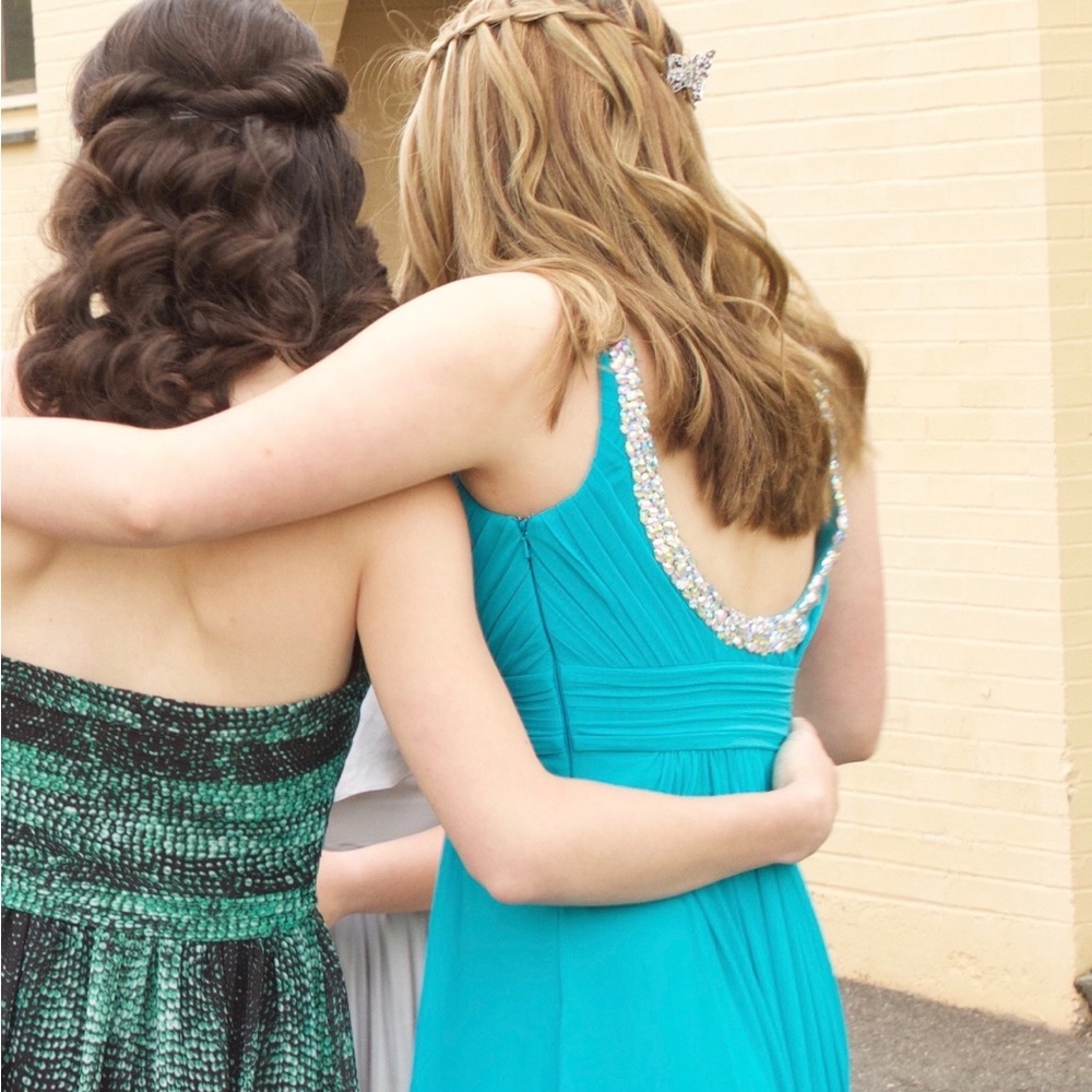 long blue prom dress